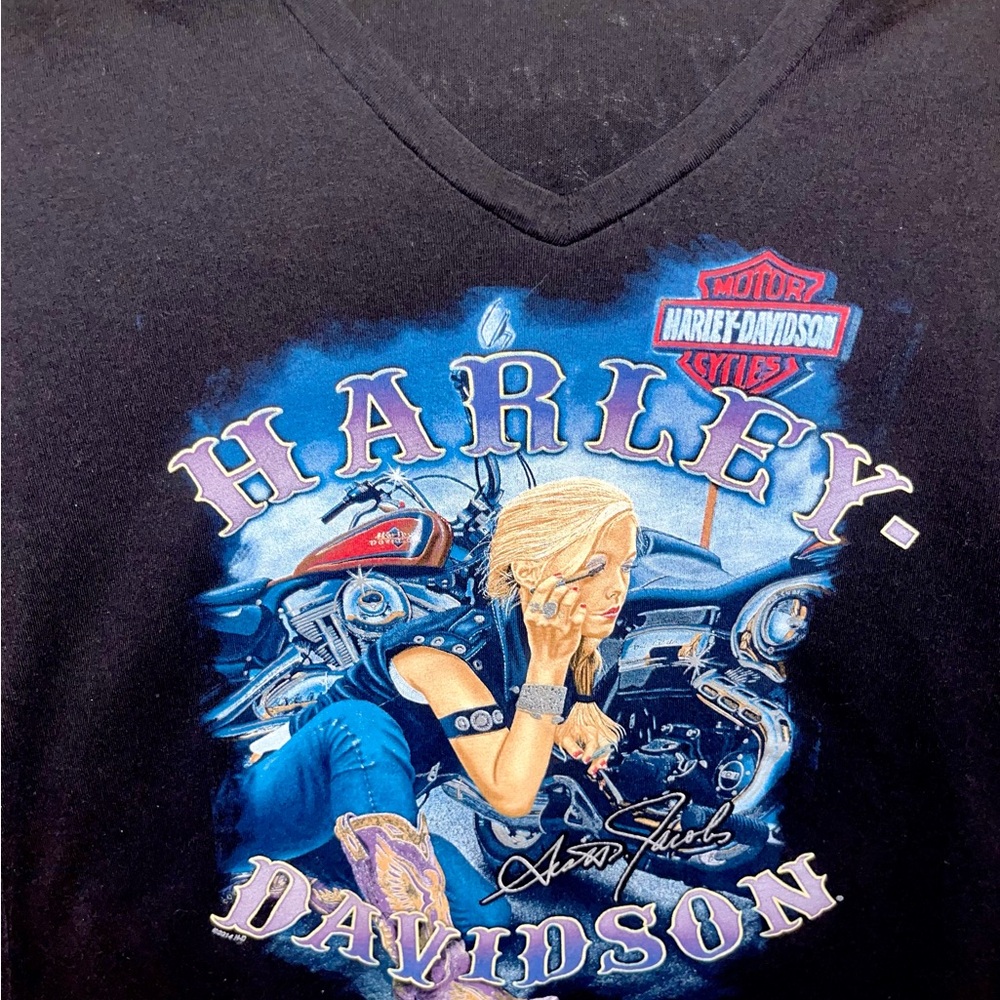 Harley-Davidson Black Tee with Blue and Purple Graphic